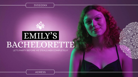 Bachelorette Party Announcement In Purple Full HD video Design Template