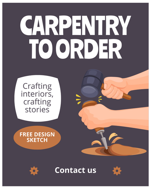 Offer of Carpentry Projects to Order Instagram Post Vertical – шаблон для дизайну