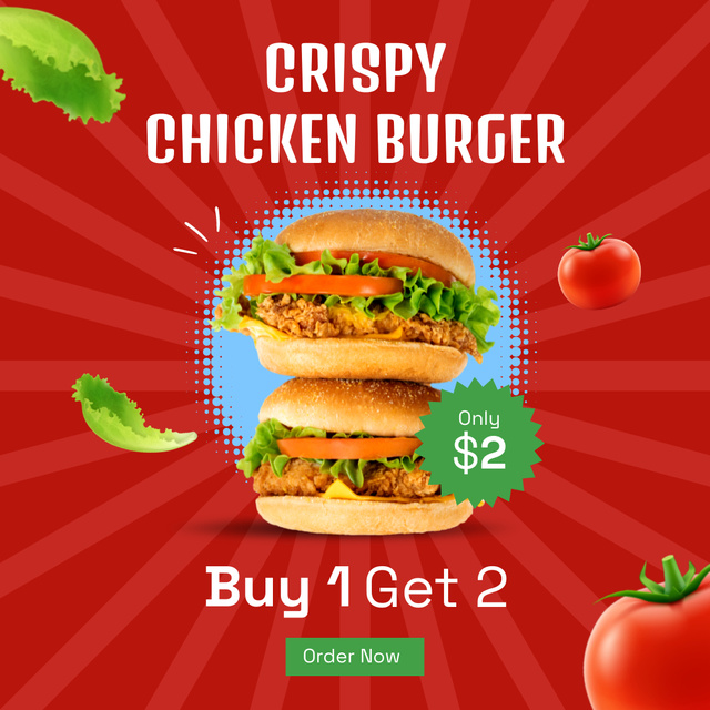 Crispy Chicken Burger's Promo Instagram tervezősablon