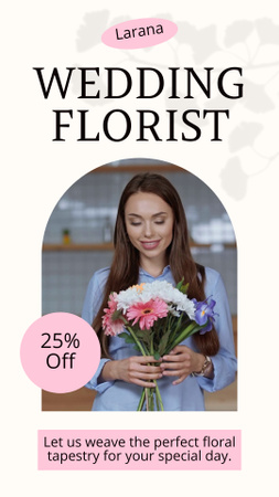 Discount on Wedding Florist Services Instagram Video Story Design Template