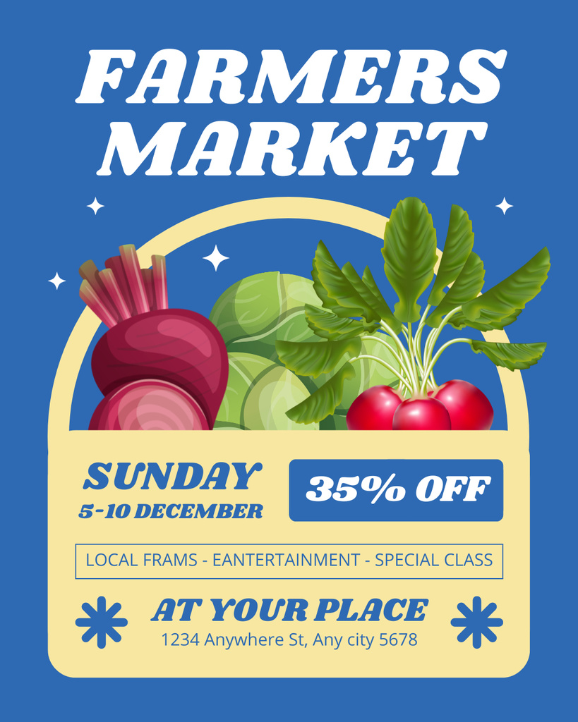 Saturday Farmers Market with Vegetables Instagram Post Vertical Modelo de Design