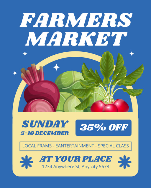 Saturday Farmers Market with Vegetables Instagram Post Vertical Design Template