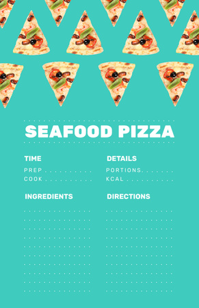 Ontwerpsjabloon van Recipe Card van koken van zeevruchten pizza