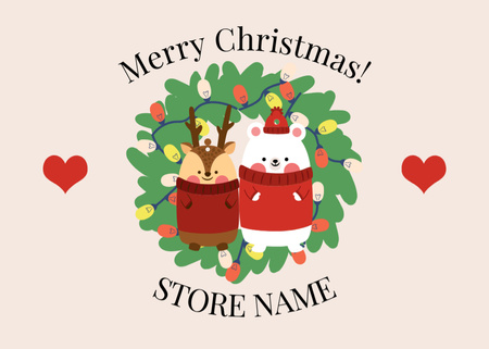 Christmas Cheers Promotion with Toys and Hearts Postcard 5x7in Design Template