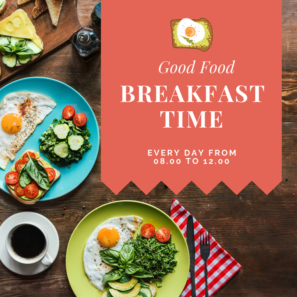 Breakfast Time with Tasty Healthy Dish Instagram tervezősablon