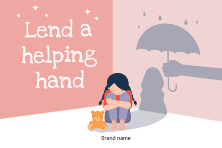 Motivation of Lending Helping Hand with Little Girl Postcard 4x6in Design Template