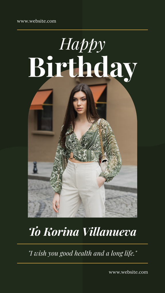 Wishes for Young Birthday Girl on Green Instagram Story – шаблон для дизайна