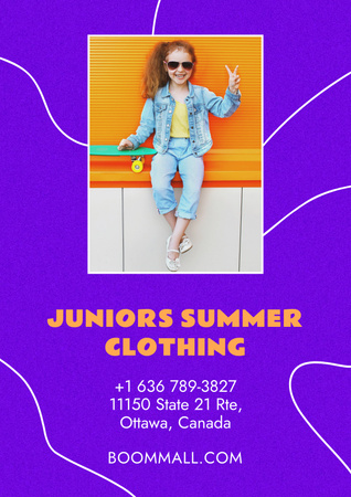 Kids Summer Clothing Sale Poster Design Template