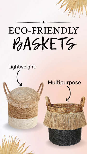 Designvorlage Eco-Friendly Baskets For Multipurpose Storage für Instagram Video Story