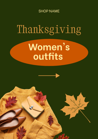 Female Outfits on Thanksgiving Ad Flyer A7 Design Template