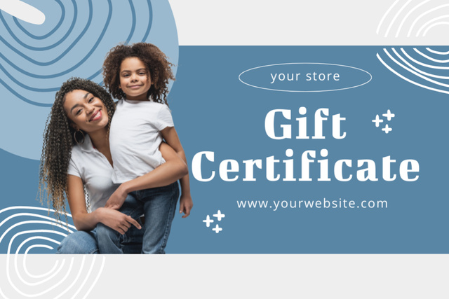 Designvorlage Offer on Mother's Day with Cute Daughter with Mom für Gift Certificate