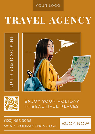 Plantilla de diseño de Oferta de Vacaciones en Lugares Hermosos por Agencia de Viajes Poster 