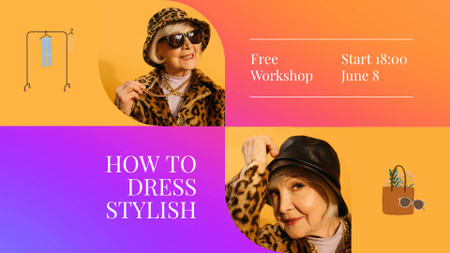 Age-Friendly And Stylish Dressing Workshop Announcement Full HD video – шаблон для дизайну