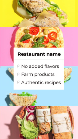 Anúncio de restaurante com várias comidas Instagram Video Story Modelo de Design