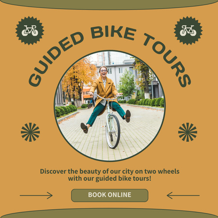 Passeios guiados de bicicleta por cidade Instagram AD Modelo de Design