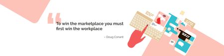 Designvorlage Motivational Quote about Career für LinkedIn Cover