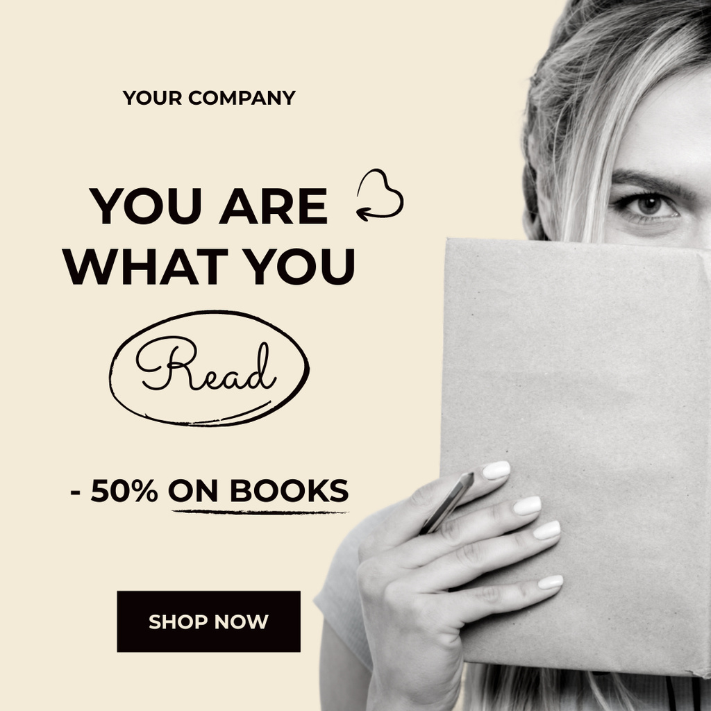 Wondrous Books Discount Ad Instagram tervezősablon