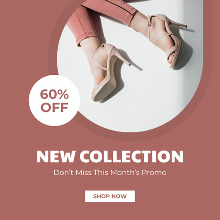 Fashion Ad with Girl in Stylish Shoes Instagram Design Template
