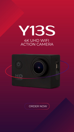 Designvorlage Bestellvorschlag Action Camera Red für Instagram Story