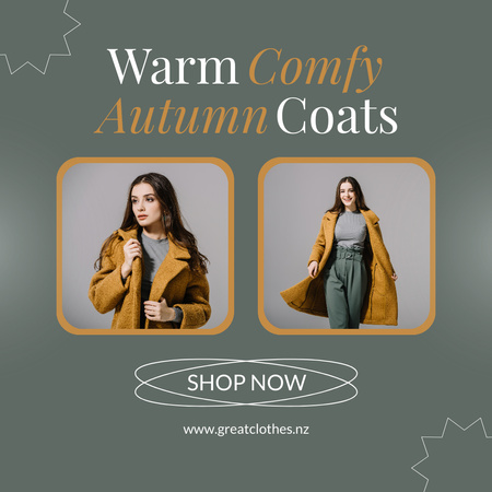Autumn Comforatable Coats Sale Ad Instagram Design Template
