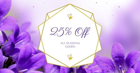 Seasonal Goods Offer with Violets Facebook AD Tasarım Şablonu