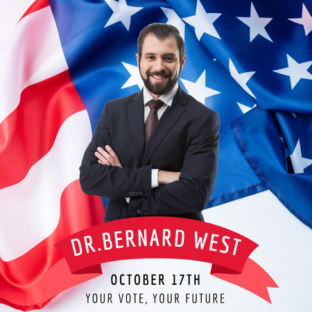 Férfiak amerikai zászlóval a választásokon Instagram AD tervezősablon