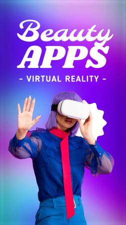 Ontwerpsjabloon van Instagram Video Story van Beauty Application Ad With Virtual Reality