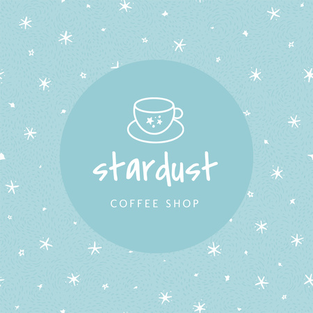 Coffee Offer with Stars on Blue Logo 1080x1080px Tasarım Şablonu