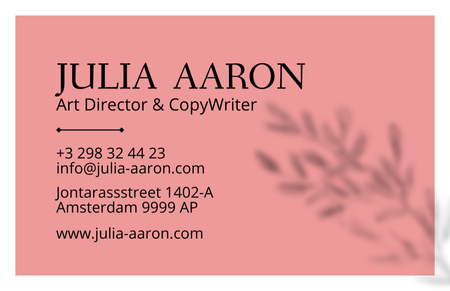 Art Director and Copywriter Contacts Business Card 85x55mm Design Template