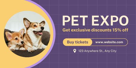 Pet Expo での純血種の犬の割引 Twitterデザインテンプレート