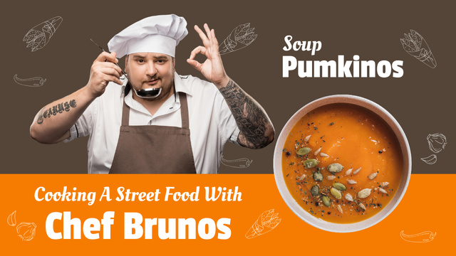 Plantilla de diseño de Street Food Blog Promotion with Chef Youtube Thumbnail 