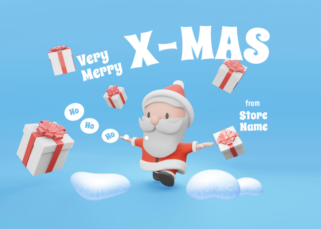 Ho-Ho-Ho filled Christmas Wish From Santa Claus Postcard 5x7in Πρότυπο σχεδίασης