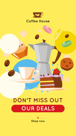 Coffee pot and desserts Instagram Story Design Template