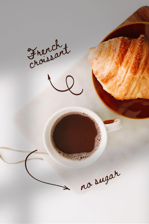 Designvorlage French Croissant and Coffee für Pinterest