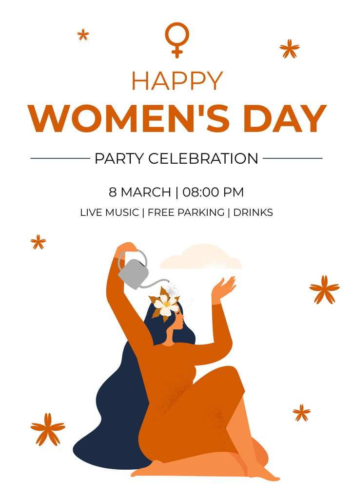 Party Celebration Announcement on Women's Day Poster Πρότυπο σχεδίασης