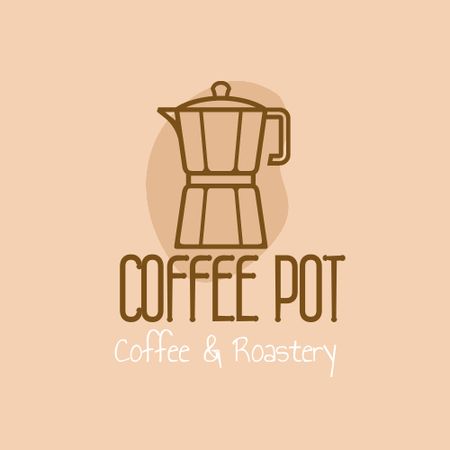 Cafe Ad with Coffee Pot Logo Πρότυπο σχεδίασης