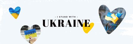Heartfelt Support To Ukraine With Flags Twitter Design Template