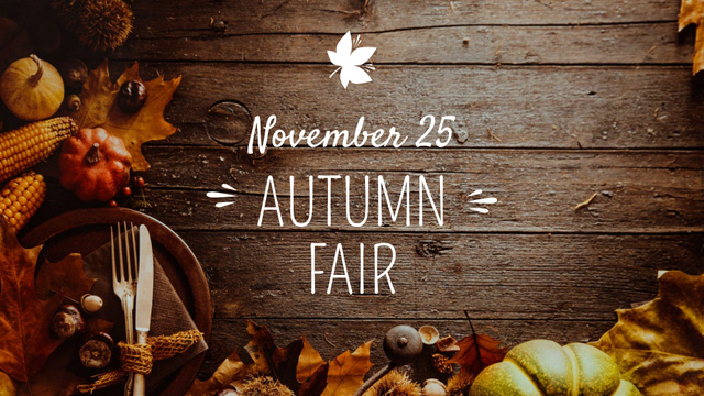 Thanksgiving Autumn Fair Announcement with Harvest Vegetables FB event cover Tasarım Şablonu
