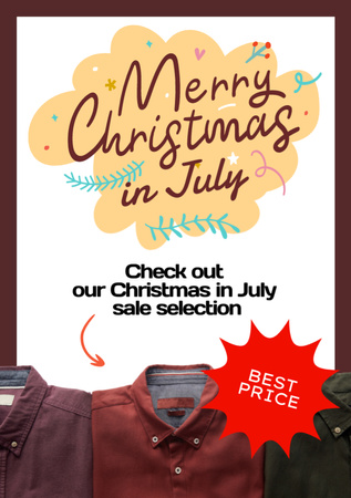  Shirt Christmas Sale In July Flyer A7 Design Template