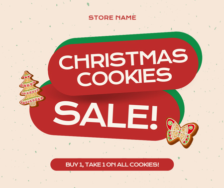 Christmas pastry sale with tree and butterfly Facebook Design Template