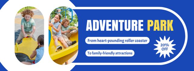 Modèle de visuel Unforgettable Amusement Park Attractions With Discounts For Children - Facebook cover