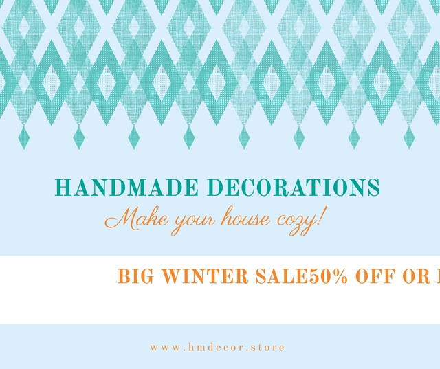 Designvorlage Handmade decorations sale on Pattern in Blue für Facebook