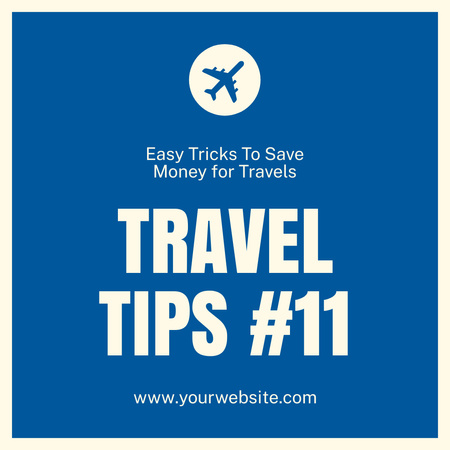 Tips to Save Money for Travelling in Blue Instagram tervezősablon