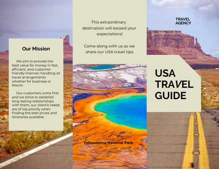 Travel Tour Offer to USA with highway Brochure 8.5x11in Z-fold Design Template