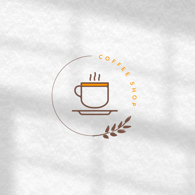 Coffee House Emblem with Cup of Coffee with Twig Logoデザインテンプレート