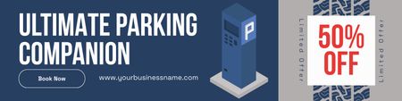 Ultimate Parking Services on Blue Twitter Design Template