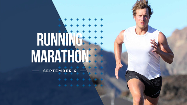 Running Marathon Announcement with Runner FB event cover Design Template