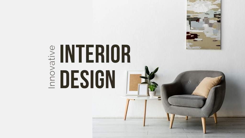 Plantilla de diseño de Innovative Interior Design Services Concept Grey Presentation Wide 