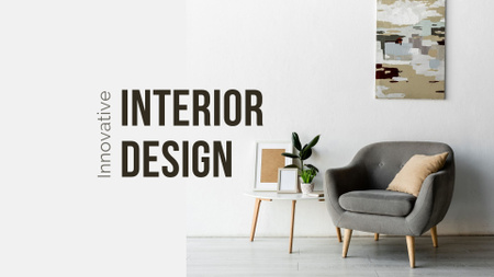Innovative Interior Design Services Concept Grey Presentation Wide Design Template