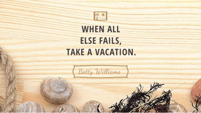 Travel inspiration with Shells on wooden background Title Design Template